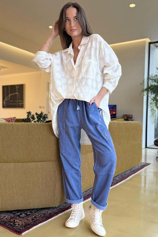 Anine Soft Touch Zip Jogger Washed Denim